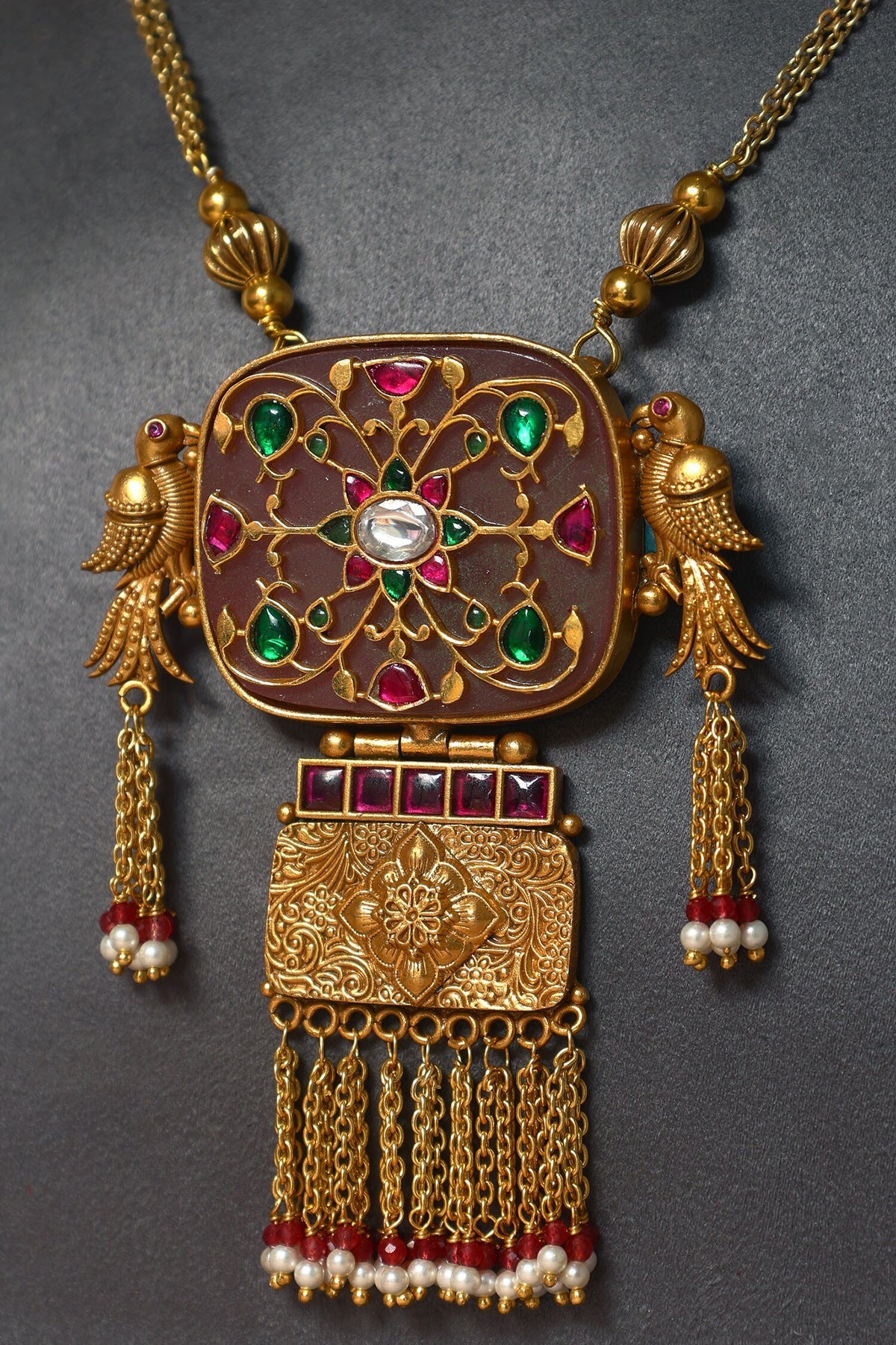 92.5 Silver Kundan Pearl Necklace 