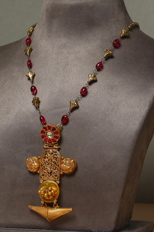 Handcrafted 92.5 Silver Kundan Pendant Necklace  