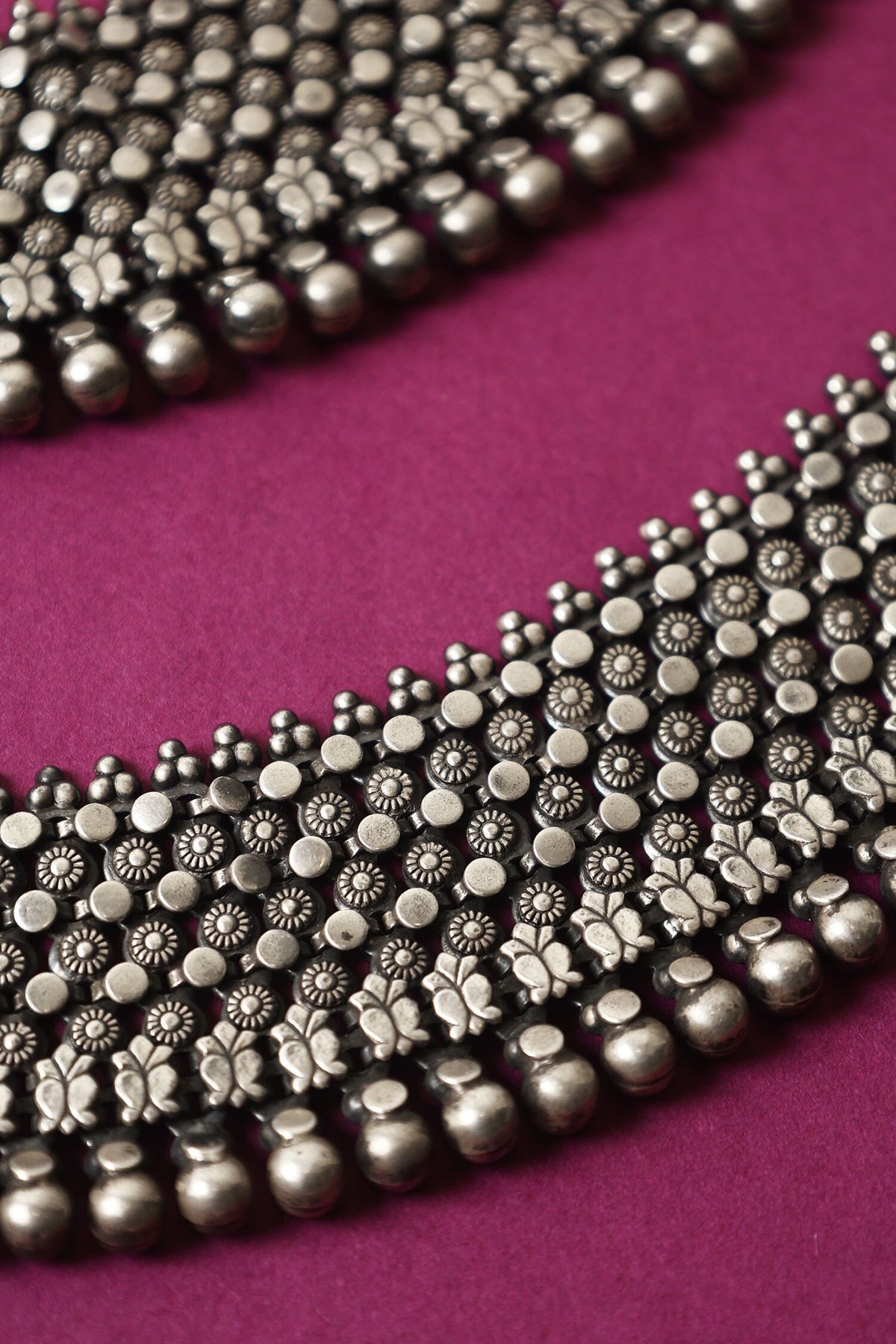Handcrafted 92.5 Silver Pair Of Anklets 