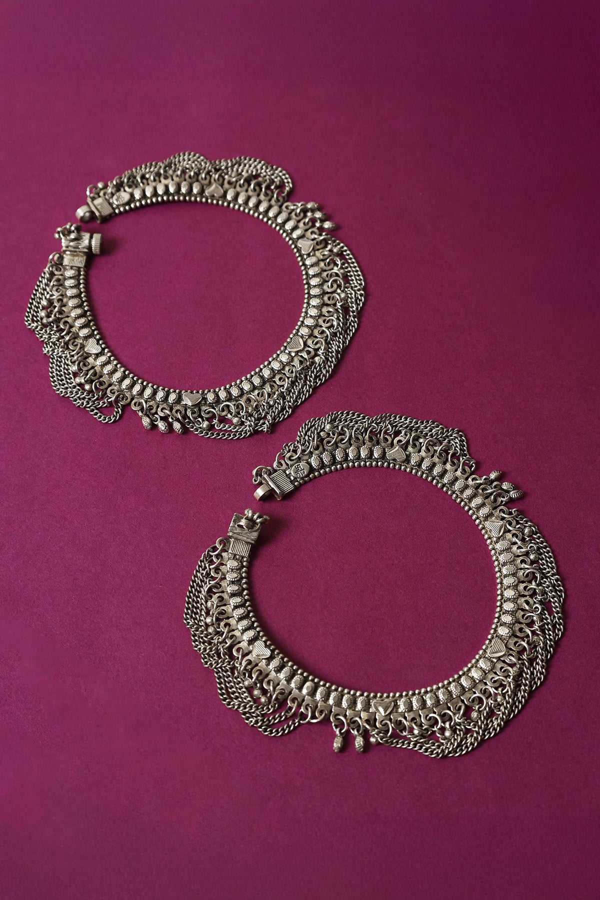 Handcrafted 92.5 Silver Anklet Set 