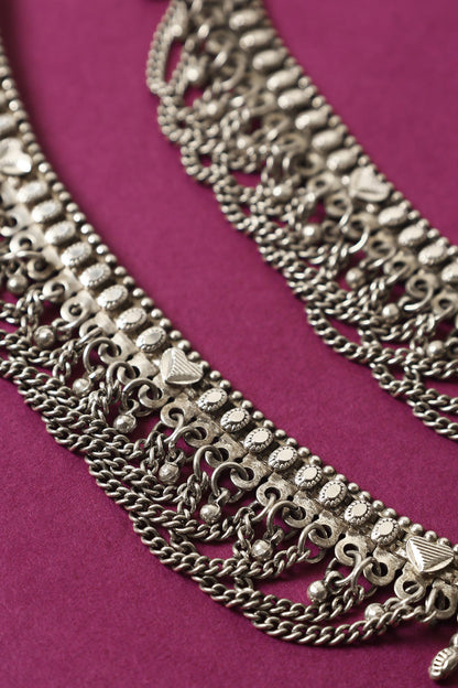 Handcrafted 92.5 Silver Anklet Set 
