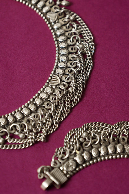 Handcrafted 92.5 Silver Anklet Set 