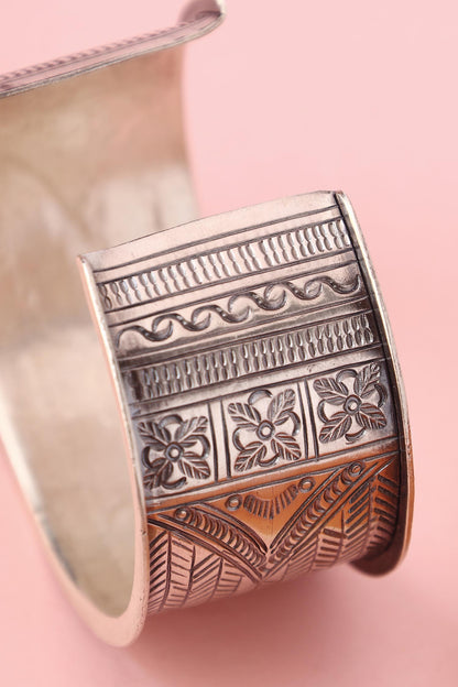 92.5 Silver Carved Bangle 