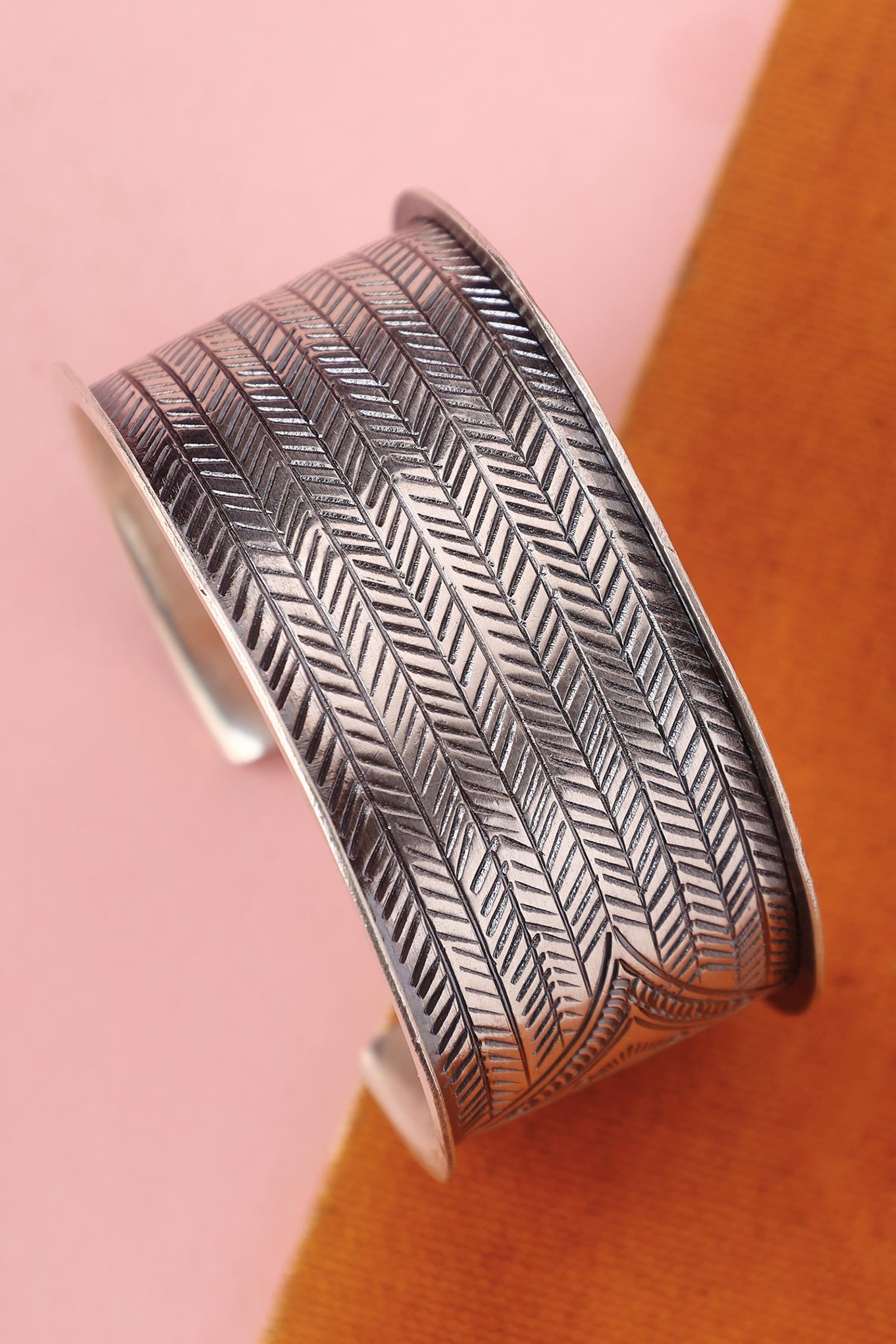 92.5 Silver Carved Bangle 