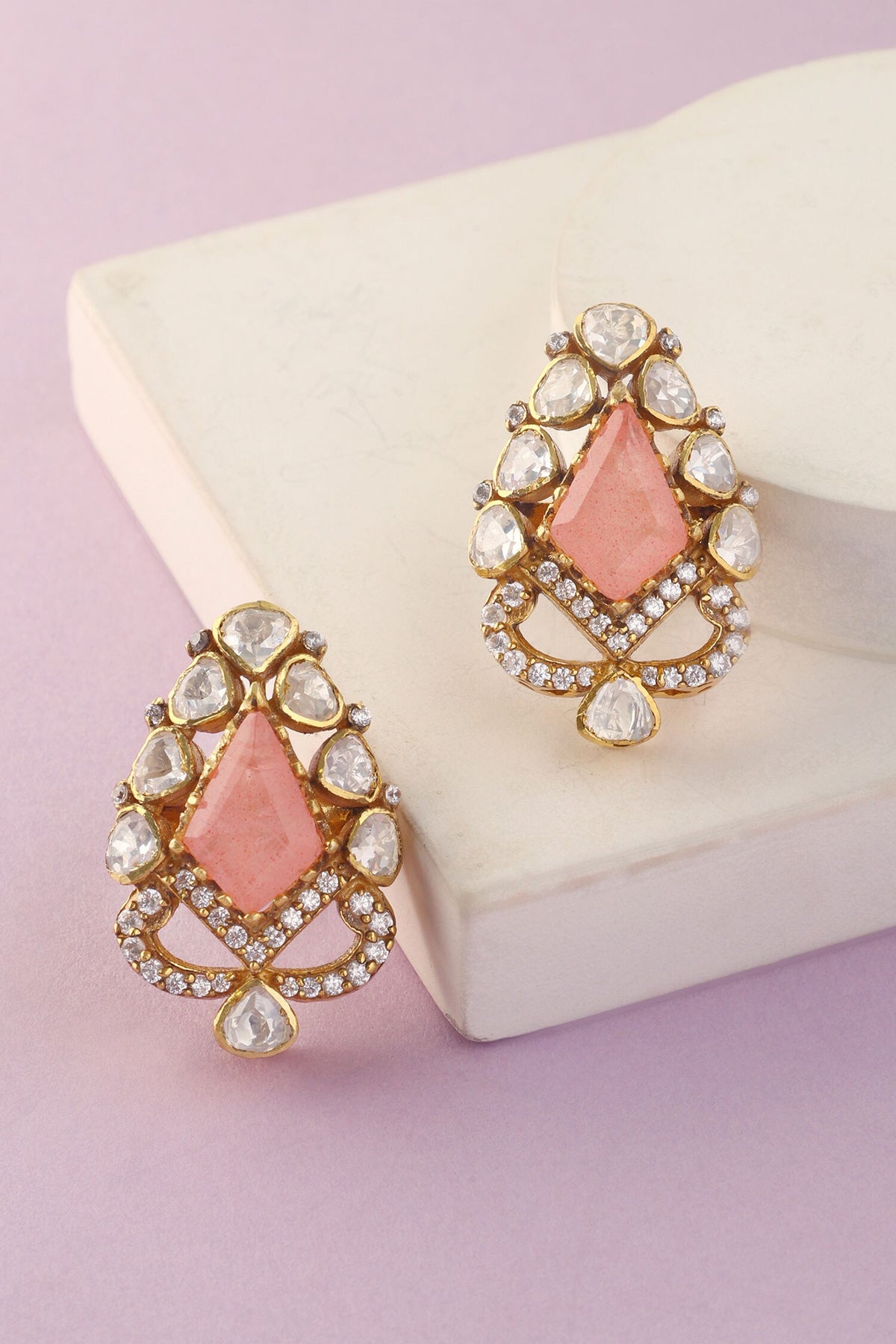 Geometric Carved Pendant & Earrings Set 