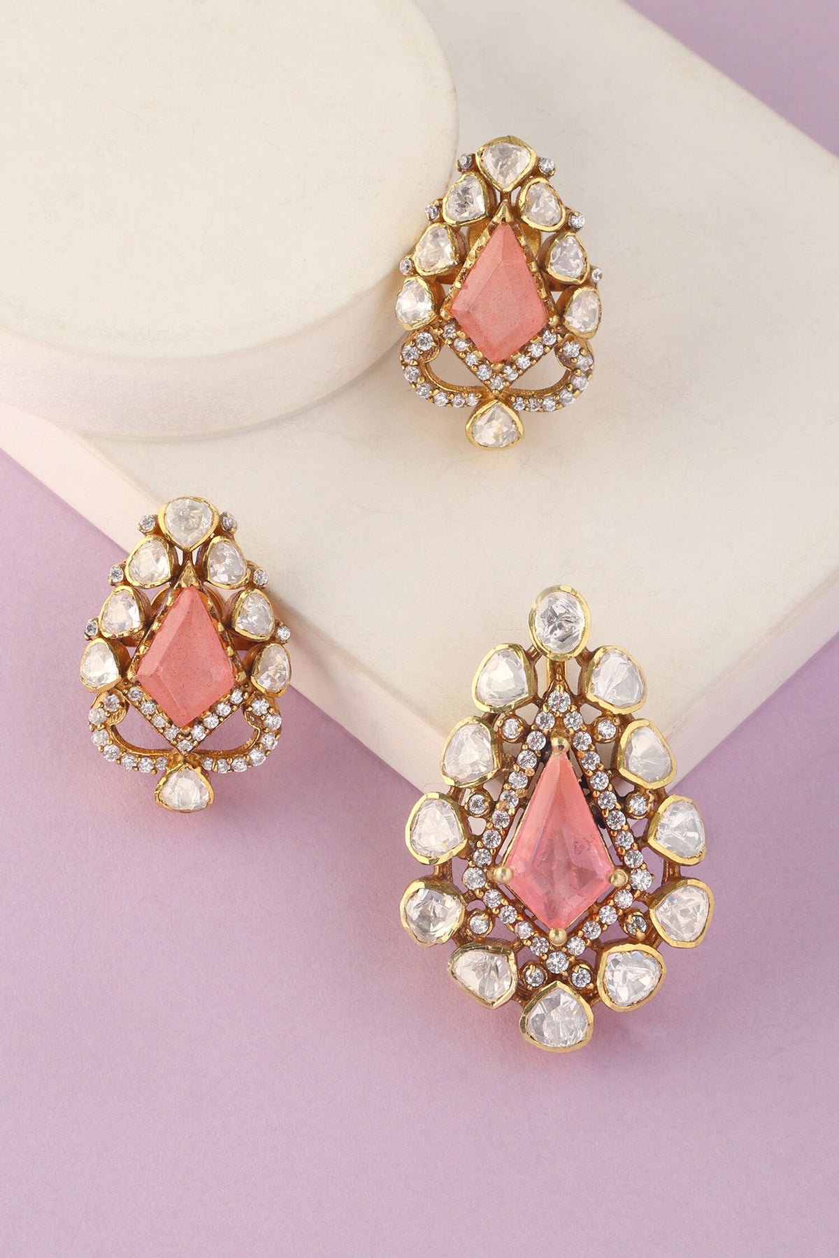 Geometric Carved Pendant & Earrings Set 