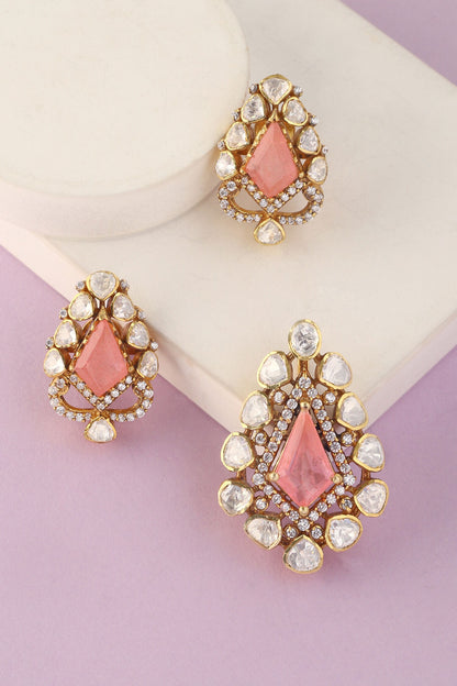 Geometric Carved Pendant & Earrings Set 