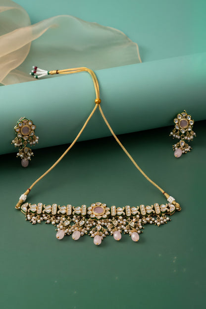 Kundan Studded Choker & Earrings Set 