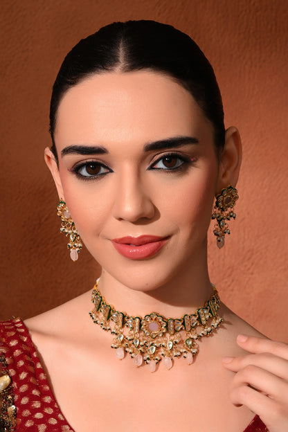 Kundan Studded Choker & Earrings Set 