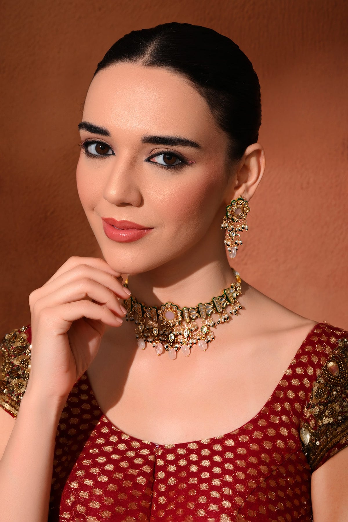 Kundan Studded Choker & Earrings Set 