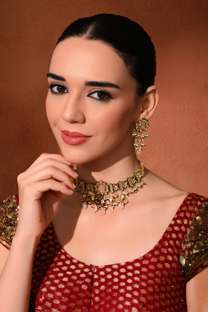 Kundan Studded Choker & Earrings Set 
