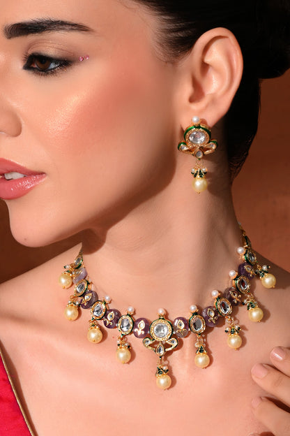 Polki Studded Necklace Set 