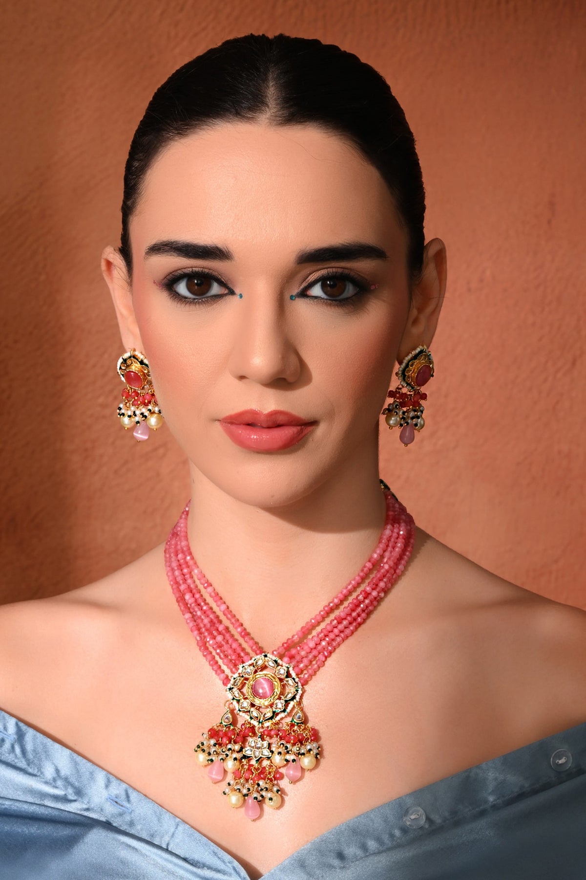 Kundan Embellished Pendant Necklace Set 