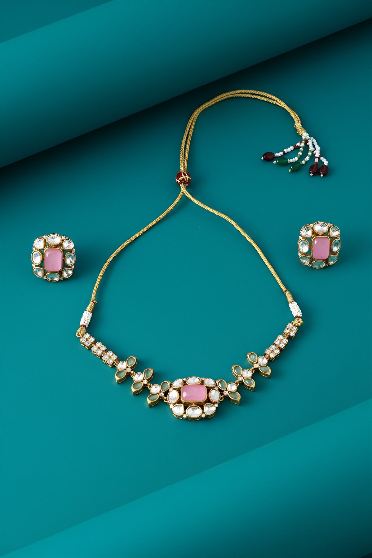Kundan Polki Studded Necklace Set 