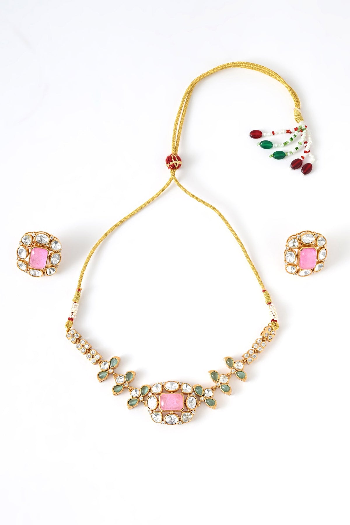Kundan Polki Studded Necklace Set 