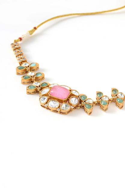 Kundan Polki Studded Necklace Set 