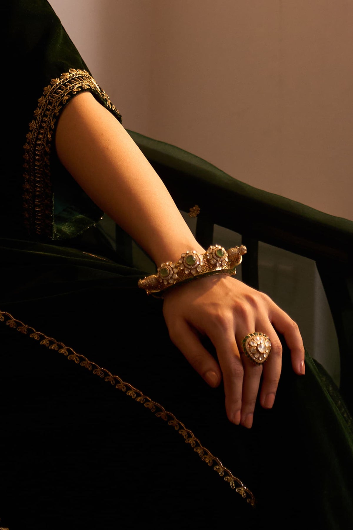 Airavat Polki Elephant Motif Kada 