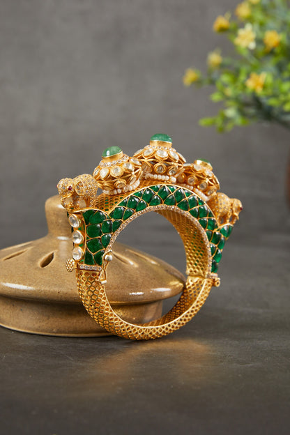 Airavat Polki Elephant Motif Kada 