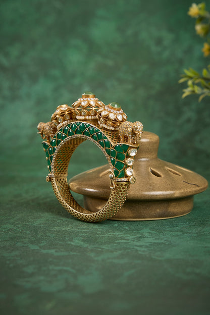 Airavat Polki Elephant Motif Kada 