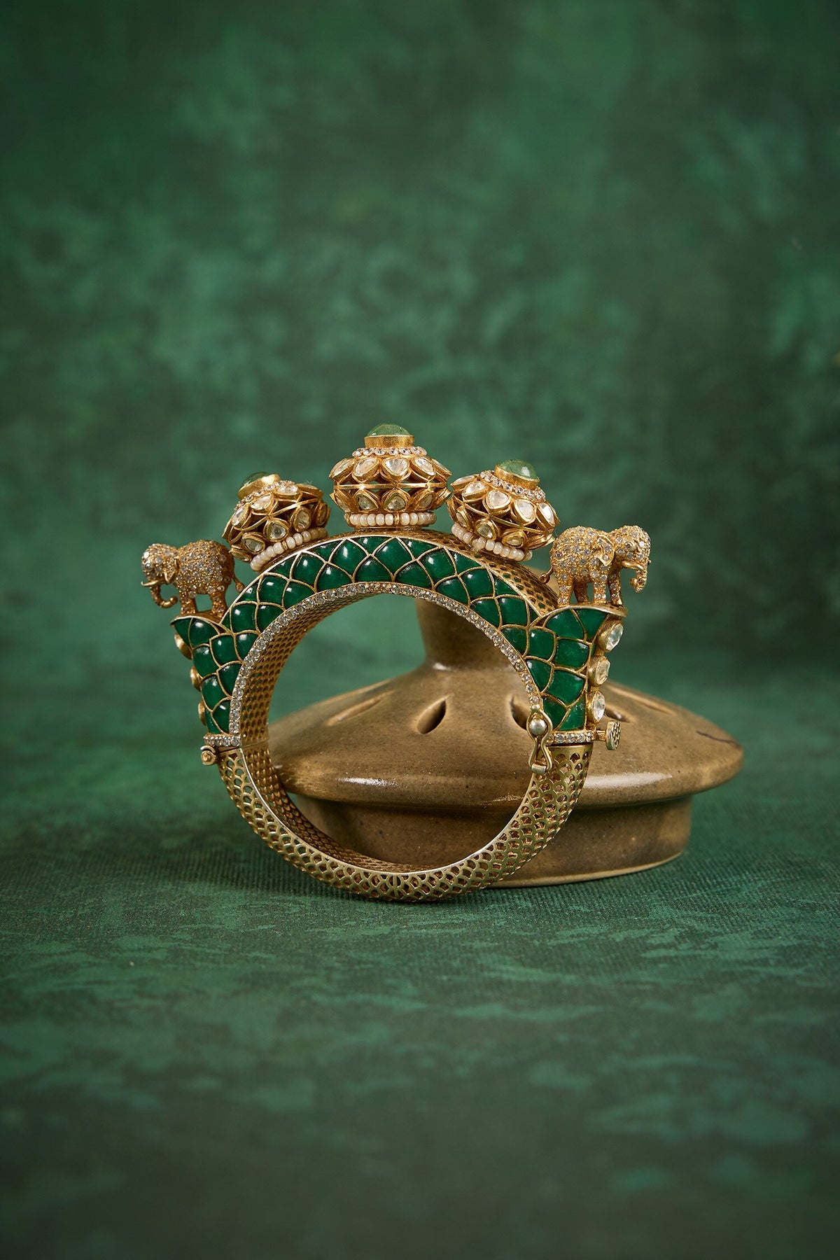 Airavat Polki Elephant Motif Kada 