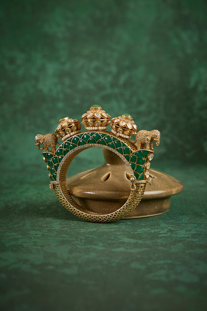 Airavat Polki Elephant Motif Kada 
