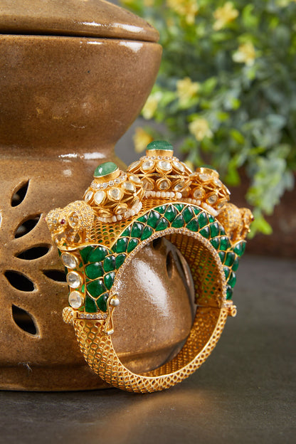 Airavat Polki Elephant Motif Kada 
