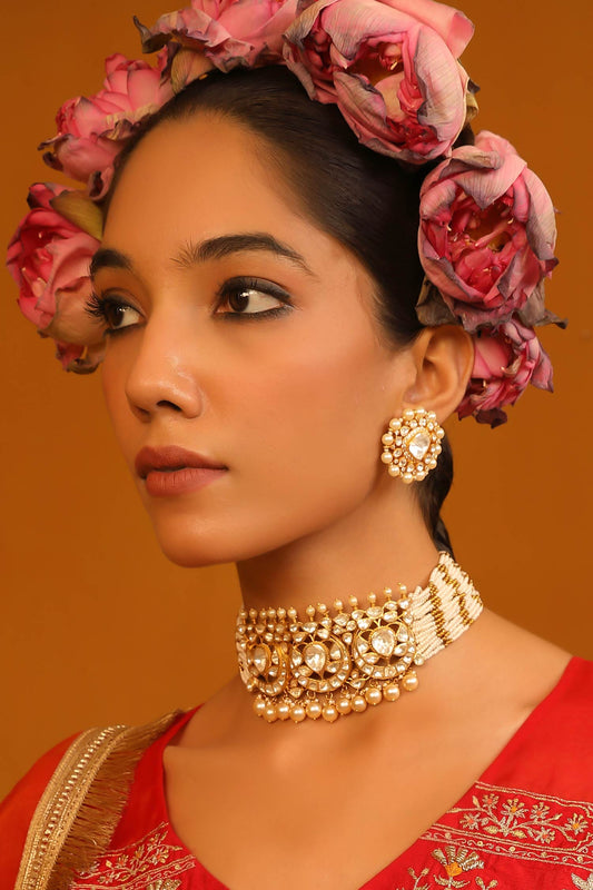 Jaya Polki Lotus Moon Choker 