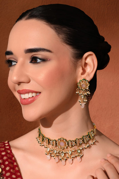 Kundan Studded Choker & Earrings Set 