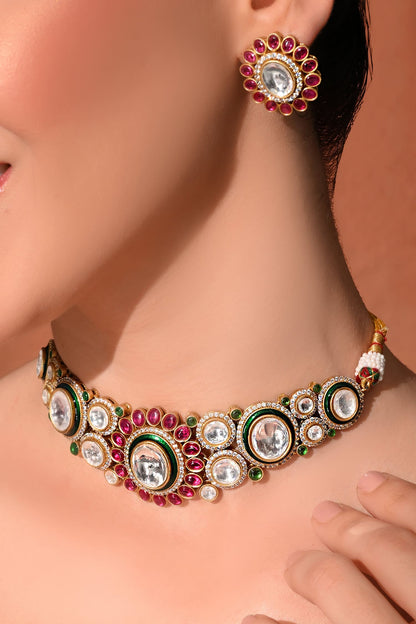 Kundan Embellished Necklace Set 