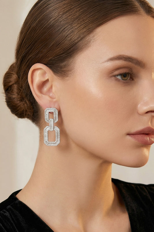 Geometric Art Deco Drop Earrings  