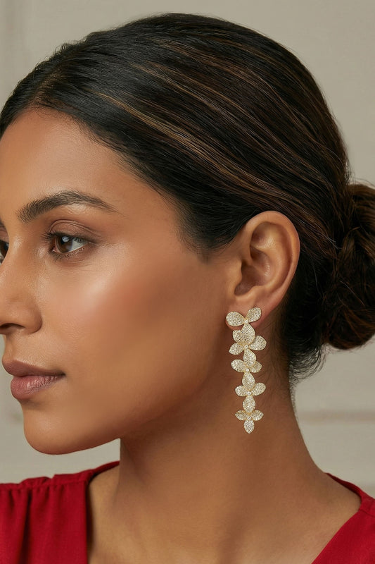 Pave Floral Pattern Earrings 