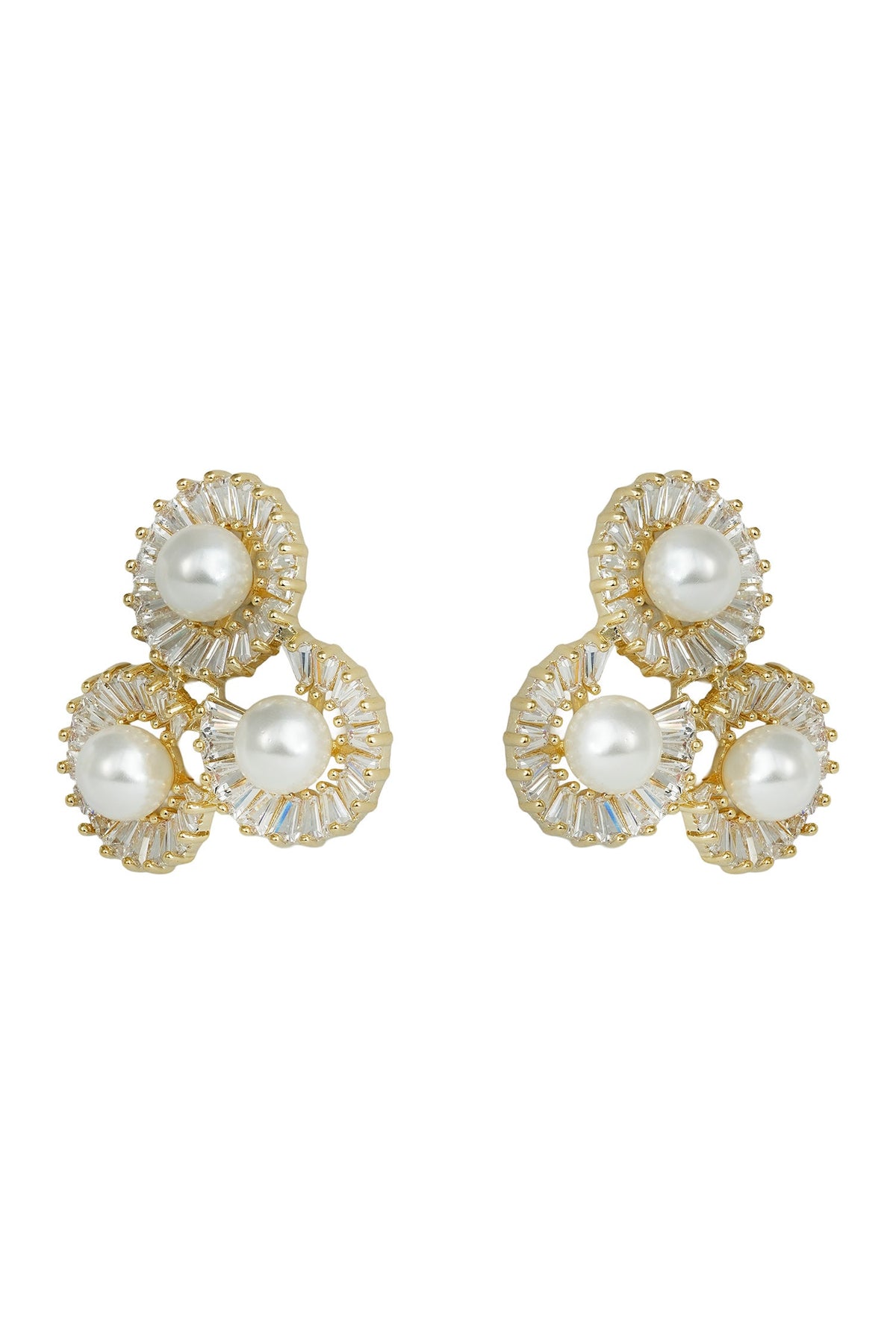 Pearl Cluster Stud Earrings  