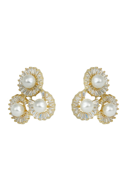 Pearl Cluster Stud Earrings  