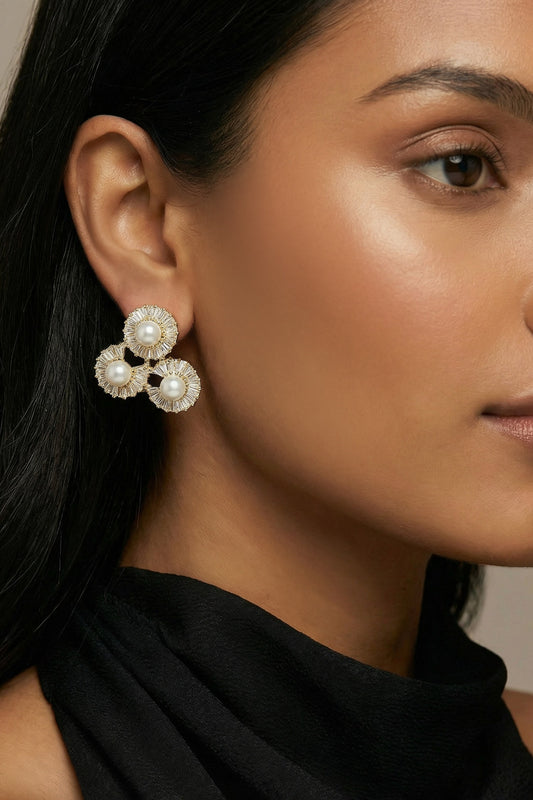 Pearl Cluster Stud Earrings  