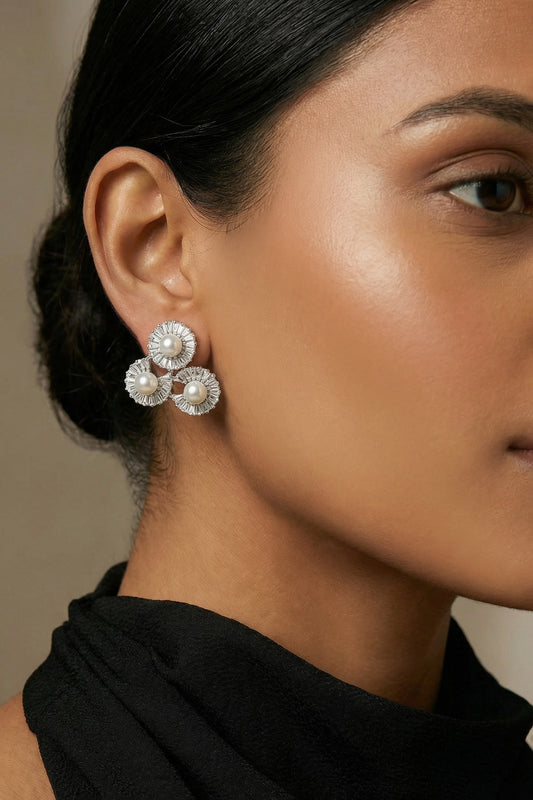 Pearl Halo Stud Earrings 