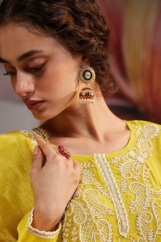 Vedika Vellore Polki Jhumki Earrings 