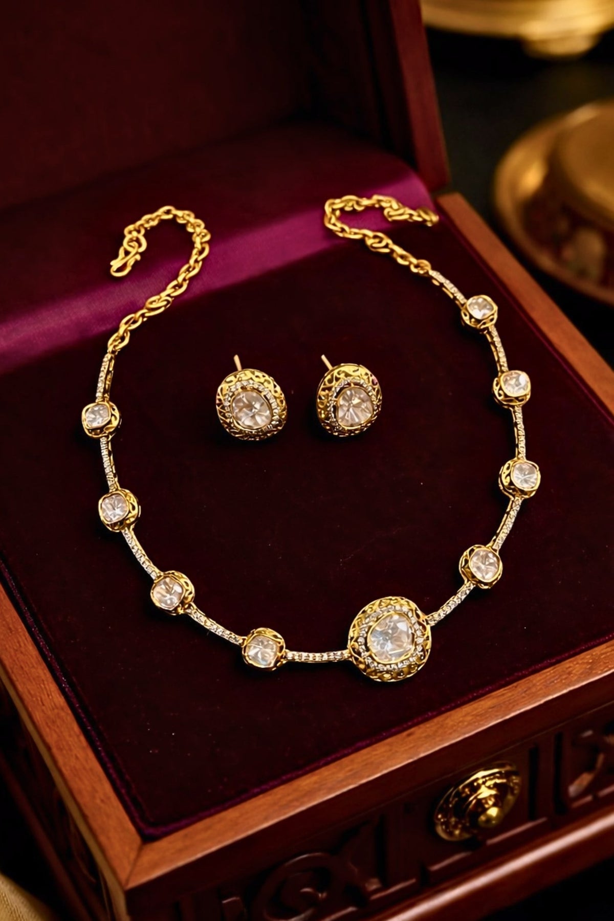 Polki Embellished Necklace Set 