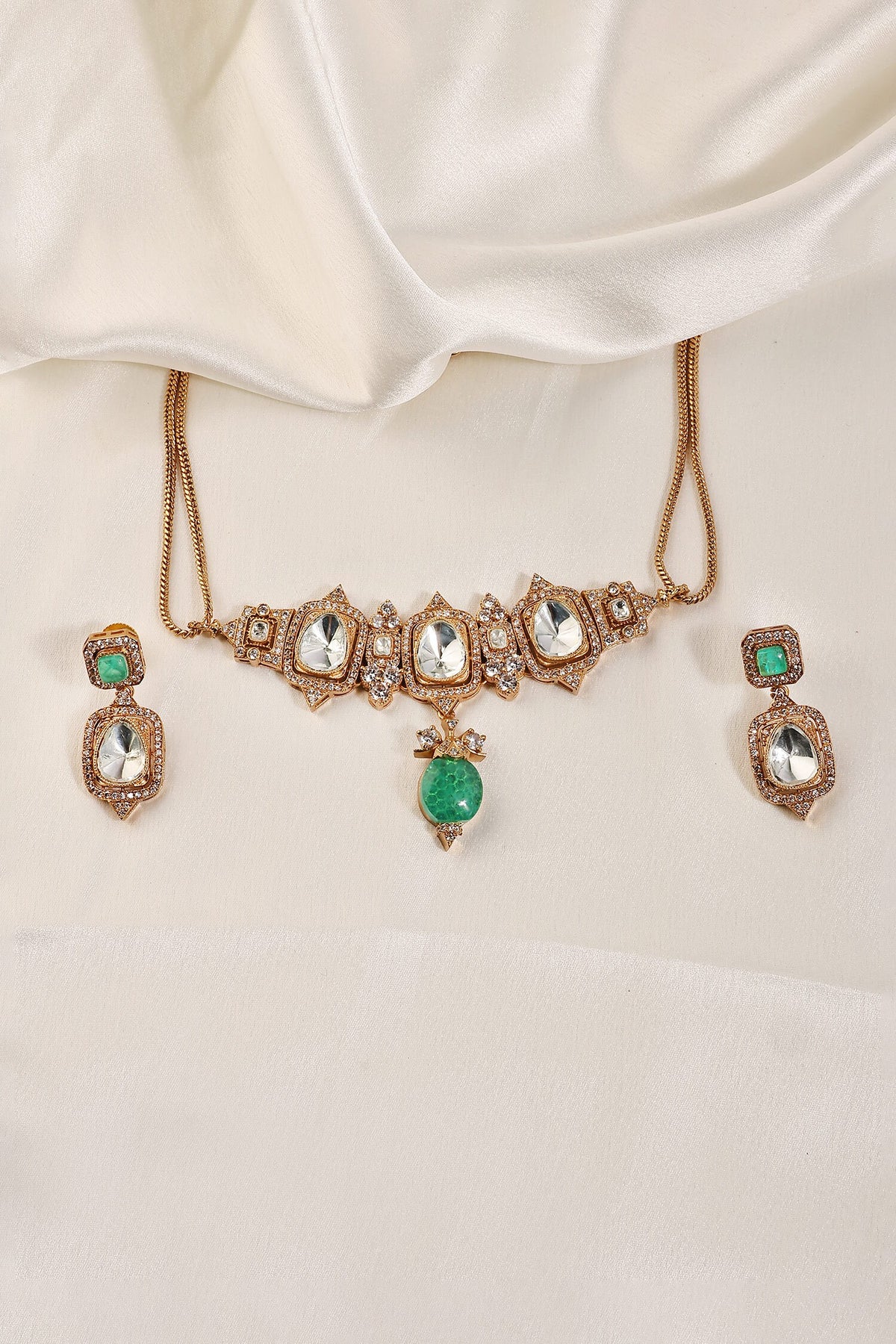 Polki Embellished Necklace Set 
