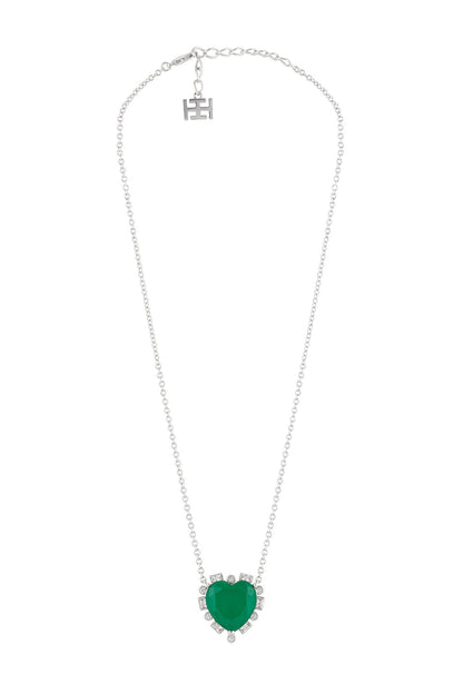 Emerald Hearts Pendant Necklace & Earrings Set 