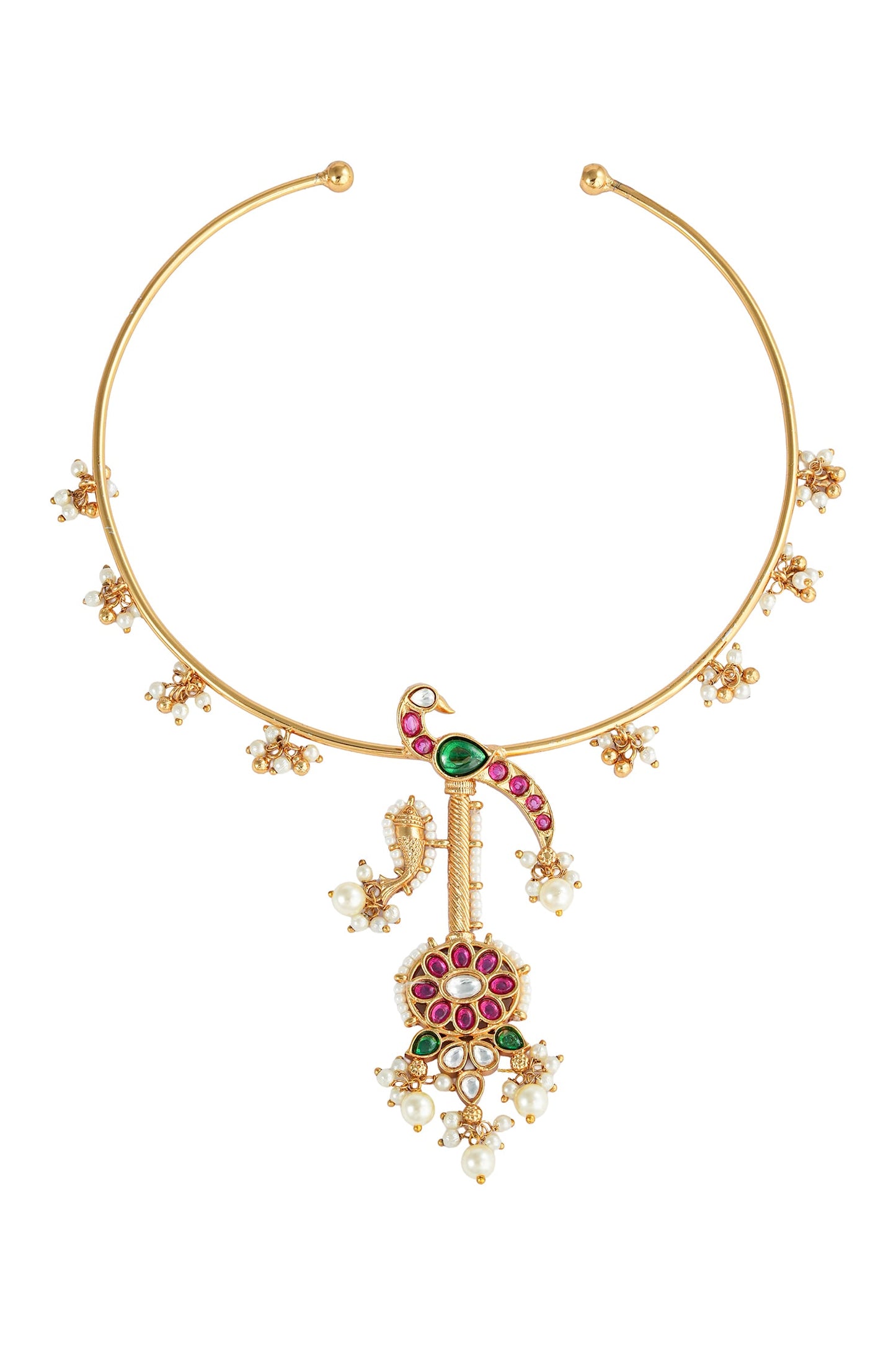 Mayuri Peacock Carved Necklace Set 