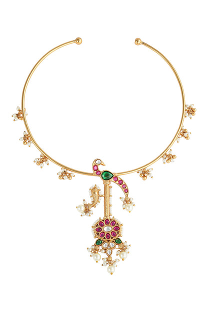 Mayuri Peacock Carved Necklace Set 
