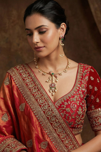 Mayuri Peacock Carved Necklace Set 