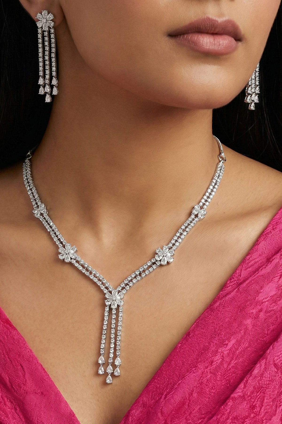 Crystal Embellished Necklace Set 