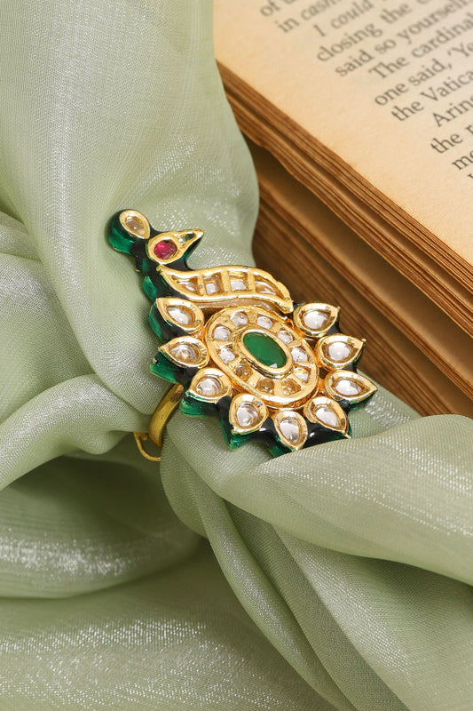 Handmade Kundan Brass Ring 