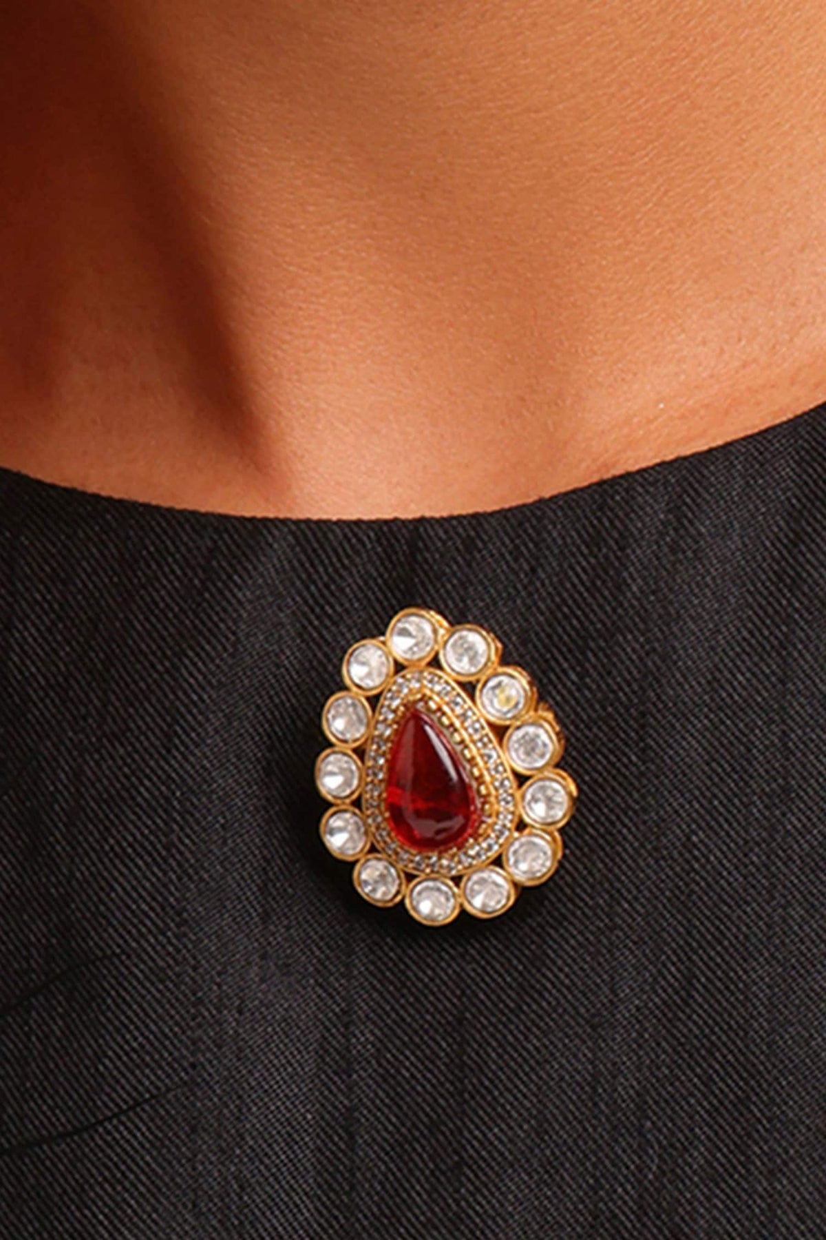Brass Kundan Brooch 
