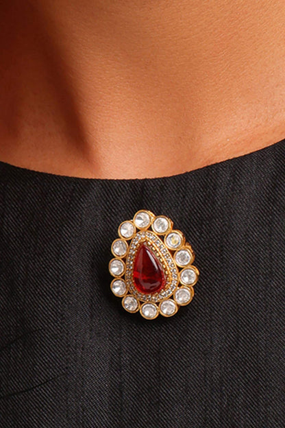 Brass Kundan Brooch 