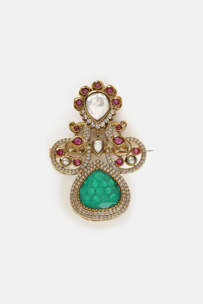 Brass Kundan Brooch 
