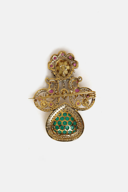 Brass Kundan Brooch 