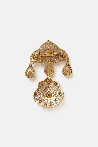 Kundan Brass Brooch 