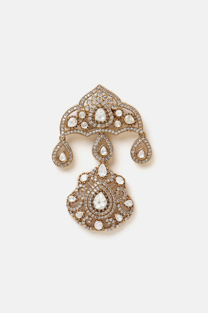 Kundan Brass Brooch 
